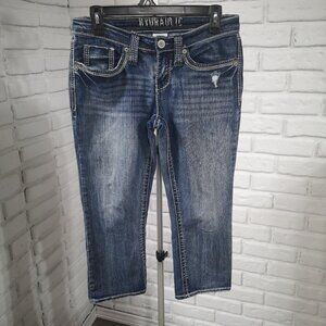 Hydraulic Girls Medium Wash Distressed Zipper & Button Closure Blue Jeans